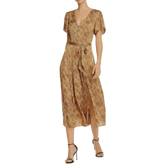 PAIGE Dresses & Skirts - NEW w TAGS Paige Golden Alayna Snakeskin-Print Belted V-Neck Midi Dress Size M